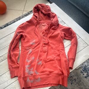 Free People Orange Long Sleeve hooded Sweatshirt